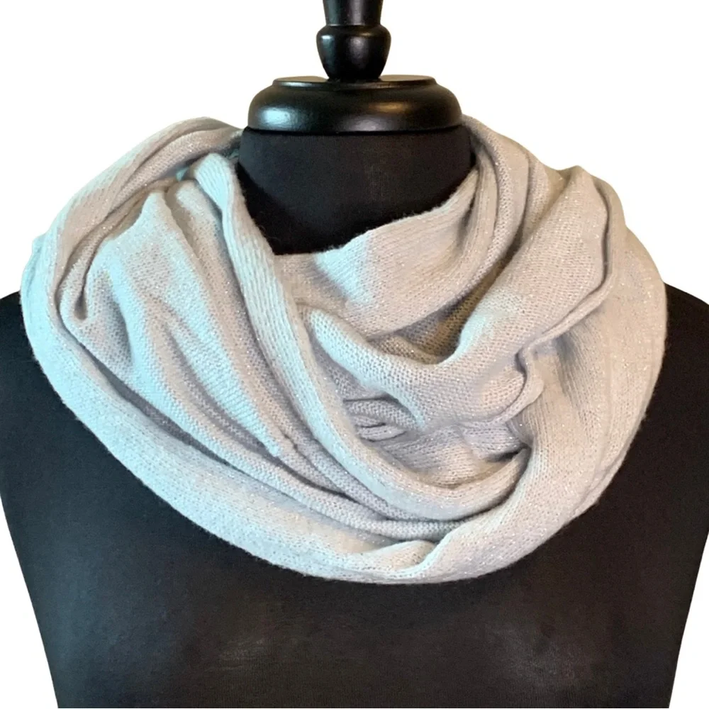 ANN TAYLOR Scarf Light Blue Infinity Metallic Shimmer